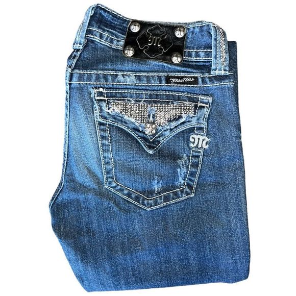 Miss Me Denim - Miss Me Y2K Vintage Rhinestone Embellished Bootcut Jeans